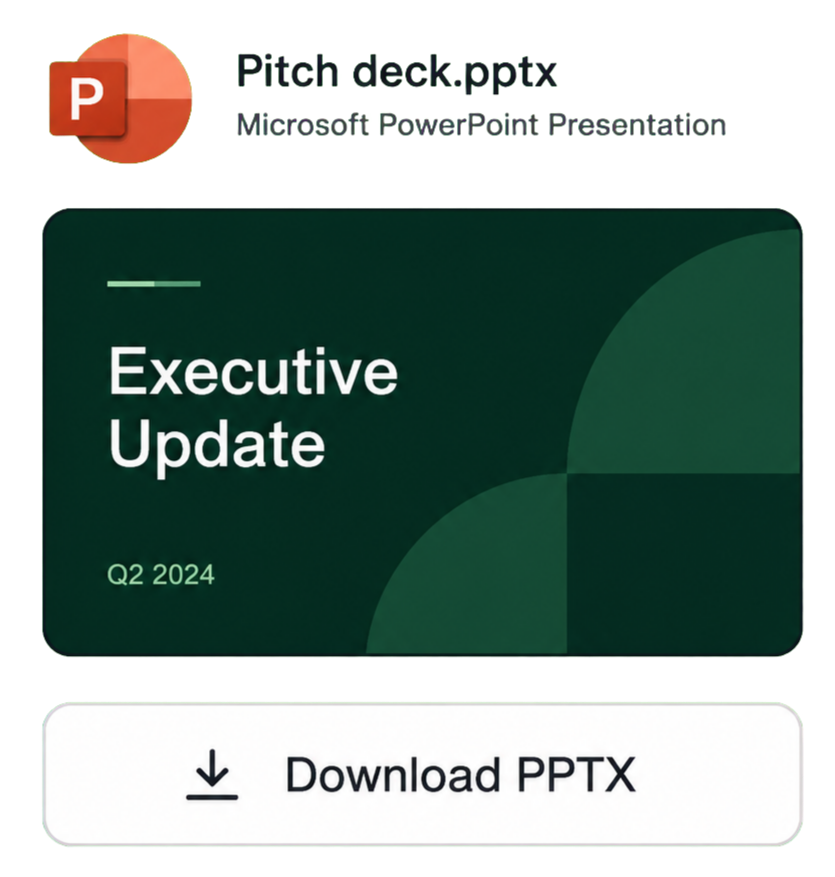 Pitch deck PowerPoint file preview with download button